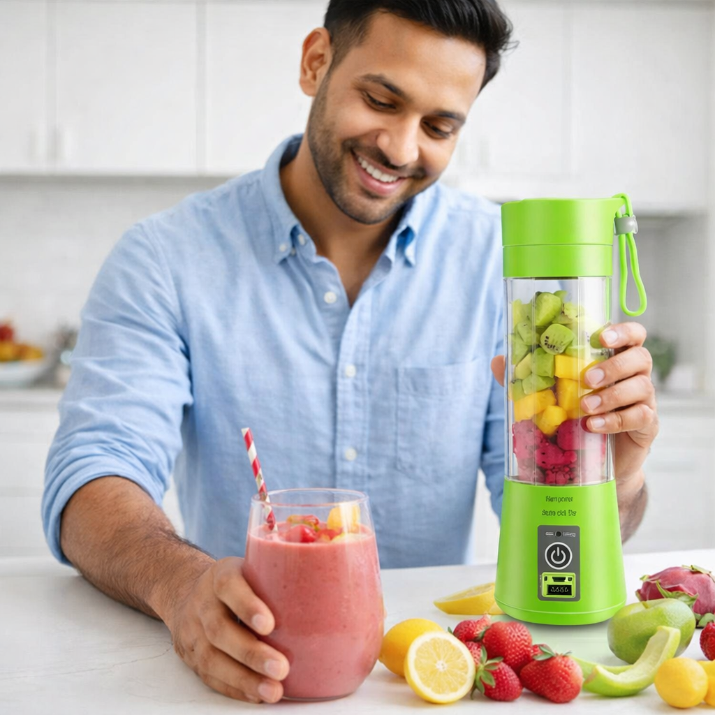 Portable USB Rechargeable Juicer Blender – 6 Blade Fast Smoothie Maker